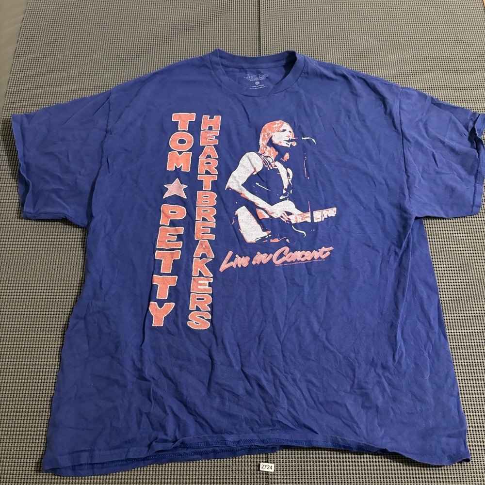 Junk Food Tom Petty & The Heartbreakers Live In Concert Blue Graphic Tee Size XL